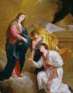 Saint Valentin s'agenouillant devant la Vierge, par David Teniers III